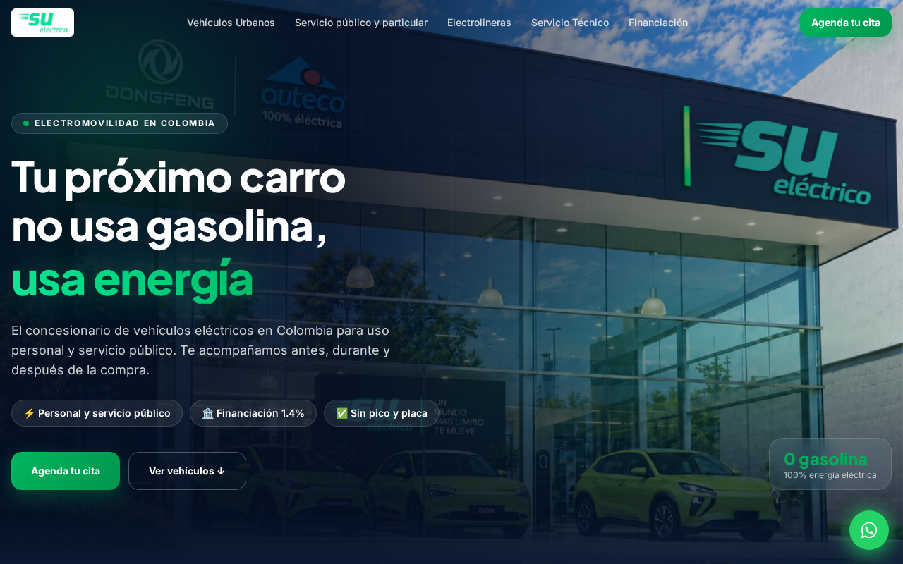 Vista previa del sitio web de SU Eléctrico, desarrollado por Maxia